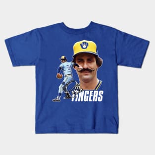 Retro Rollie Fingers Handlebar Crew Tribute Kids T-Shirt